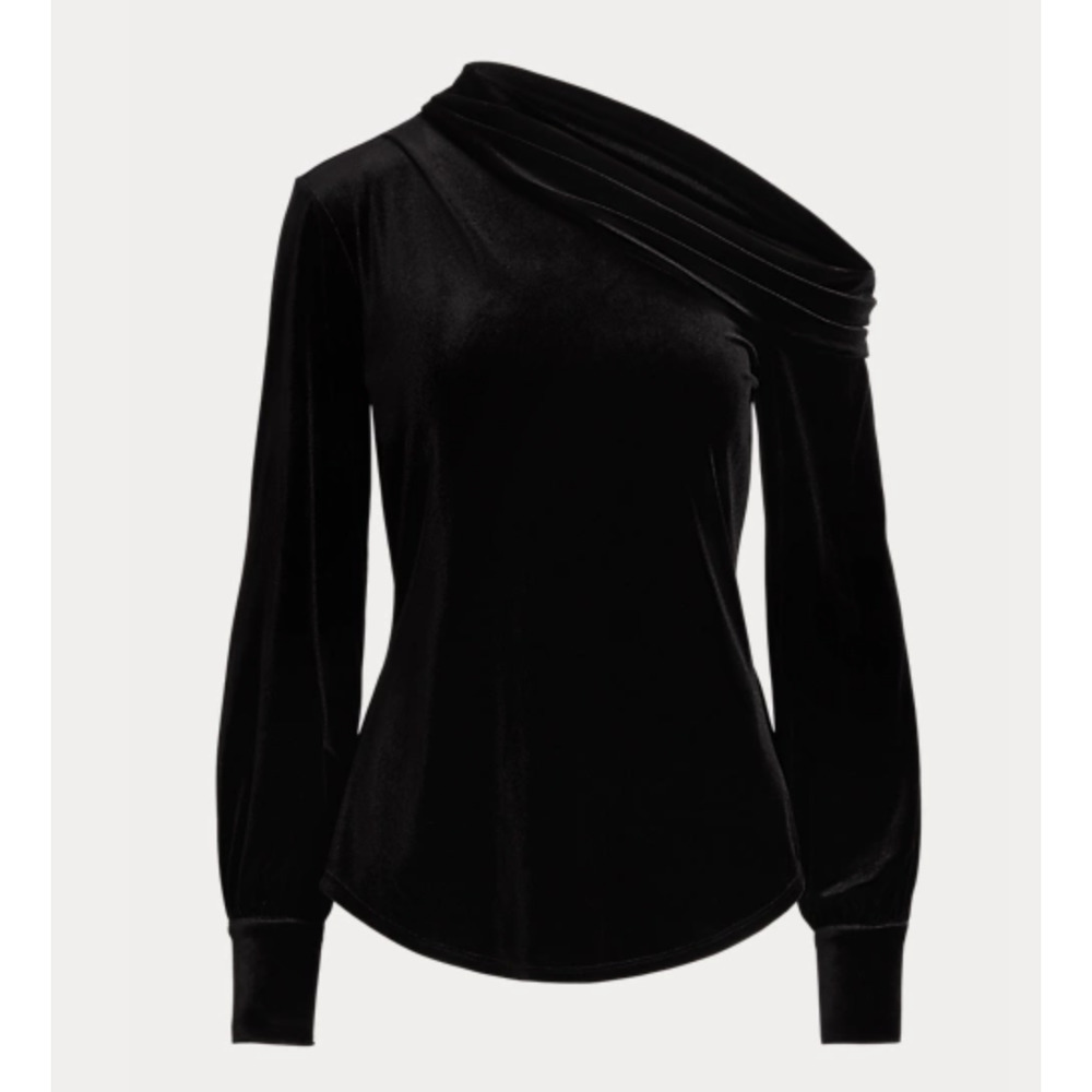 LAUREN RALPH LAUREN Women's Pleated Velvet Off-the-Shoulder Top